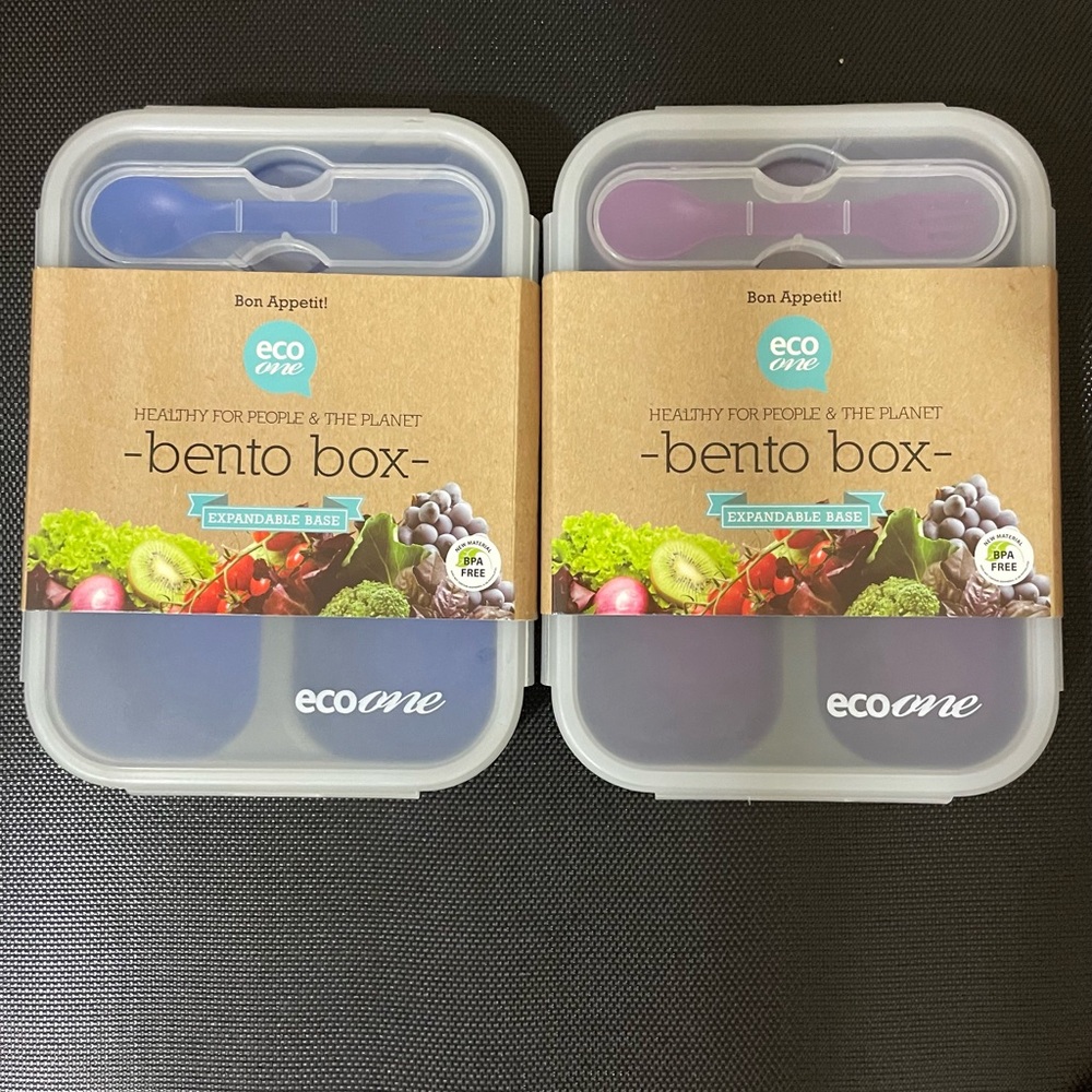 2sets Eco one Silicone Bento Box,Lunch Box storage organizer with 3 Compartments